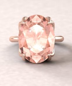 Oval Cut Morganite Solitaire Ring Lily Petal Prongs Rose Gold LS5859