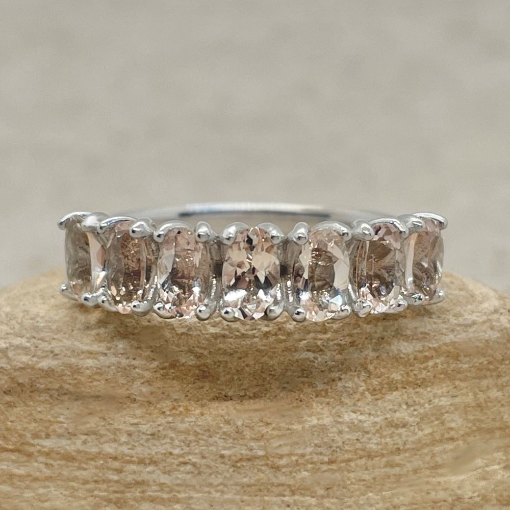 Peachy Pink Morganite Oval Cut Wedding Ring White Gold Platinum LS5942