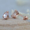 Pear Cut Peachy Morganite Earrings Filigree Setting Rose Gold LS5684