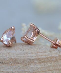 Pear Cut Peachy Morganite Earrings Filigree Setting Rose Gold LS5684