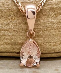 Pear Cut Teardrop Morganite Filigree Bridal Necklace Rose Gold LS5690