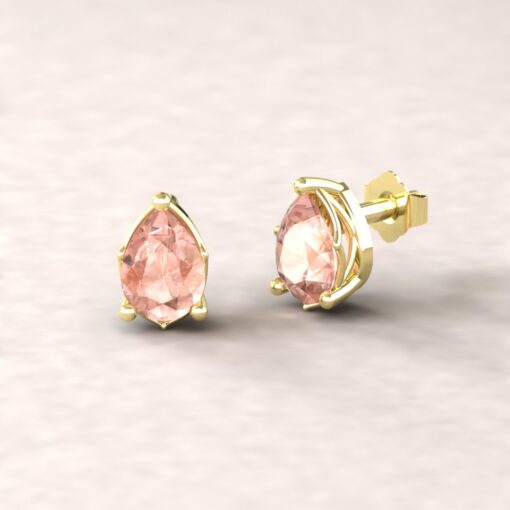 Pear Morganite Earrings 14k yellow gold studs Lola Collection LS5684
