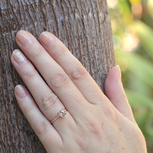 Round Pink Morganite Diamond Engagement Ring Filigree Rose Gold LS5130
