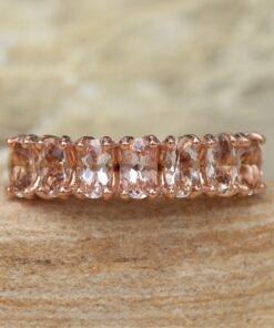 Seven Stone Genuine Peach Pink Morganite Wedding Band Rose Gold LS5942