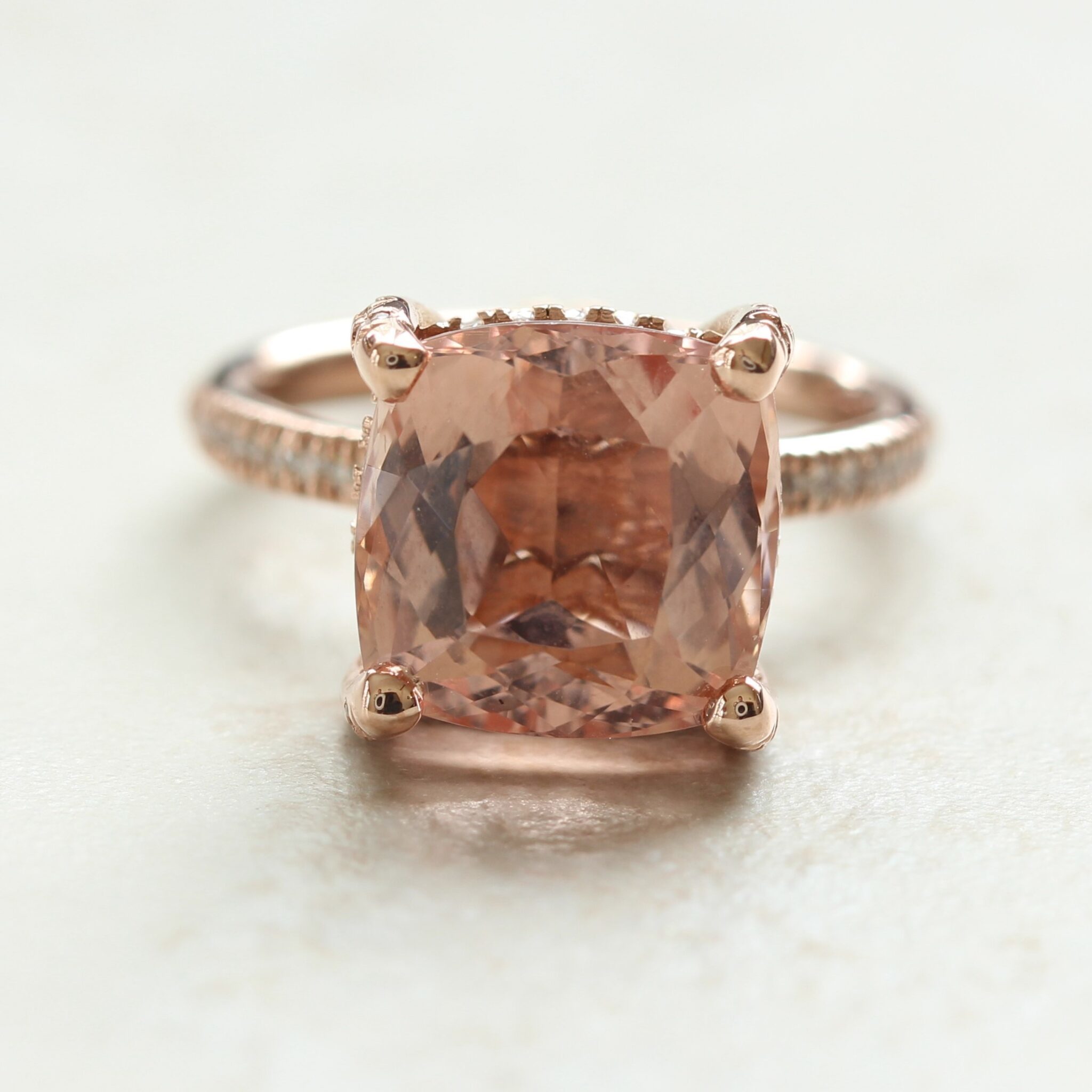 Custom diamond and rose gold setting for your oval gem - Image 2