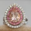 Pear Cut Morganite Pink Sapphire Ring Rose White Gold Platinum LS6190