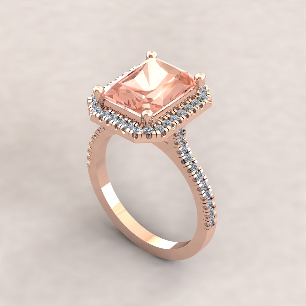 Custom radiant cut morganite Helena Collection ring - Image 6