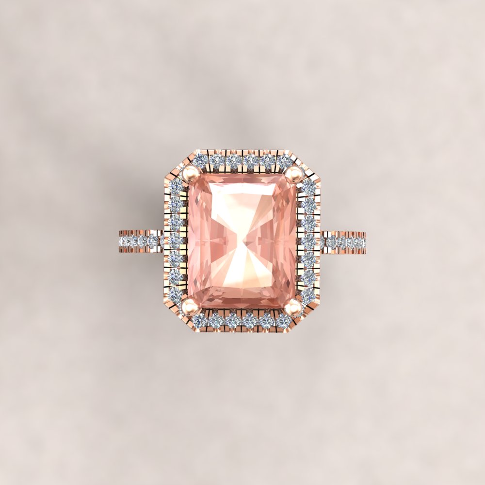 Custom radiant cut morganite Helena Collection ring - Image 8