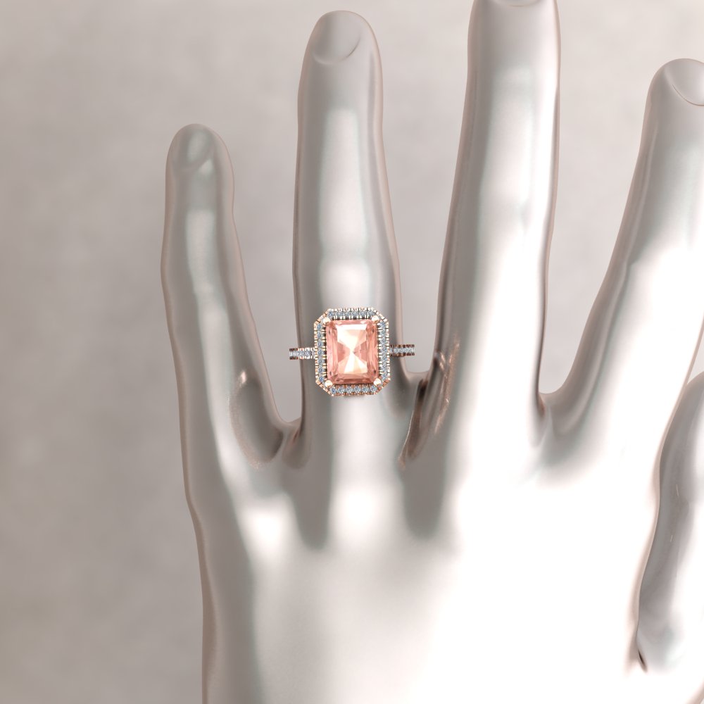 Custom radiant cut morganite Helena Collection ring - Image 7