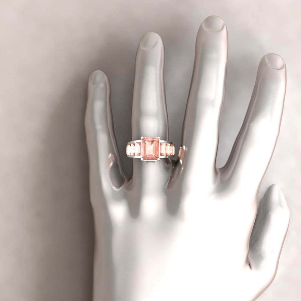 Custom emerald cut and tapered baguette ring - Image 8