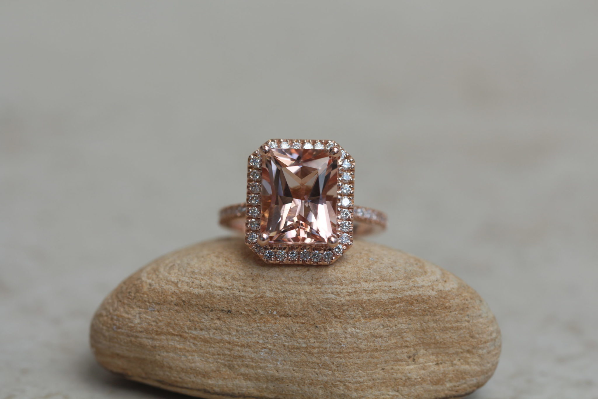 Custom radiant cut morganite Helena Collection ring - Image 2