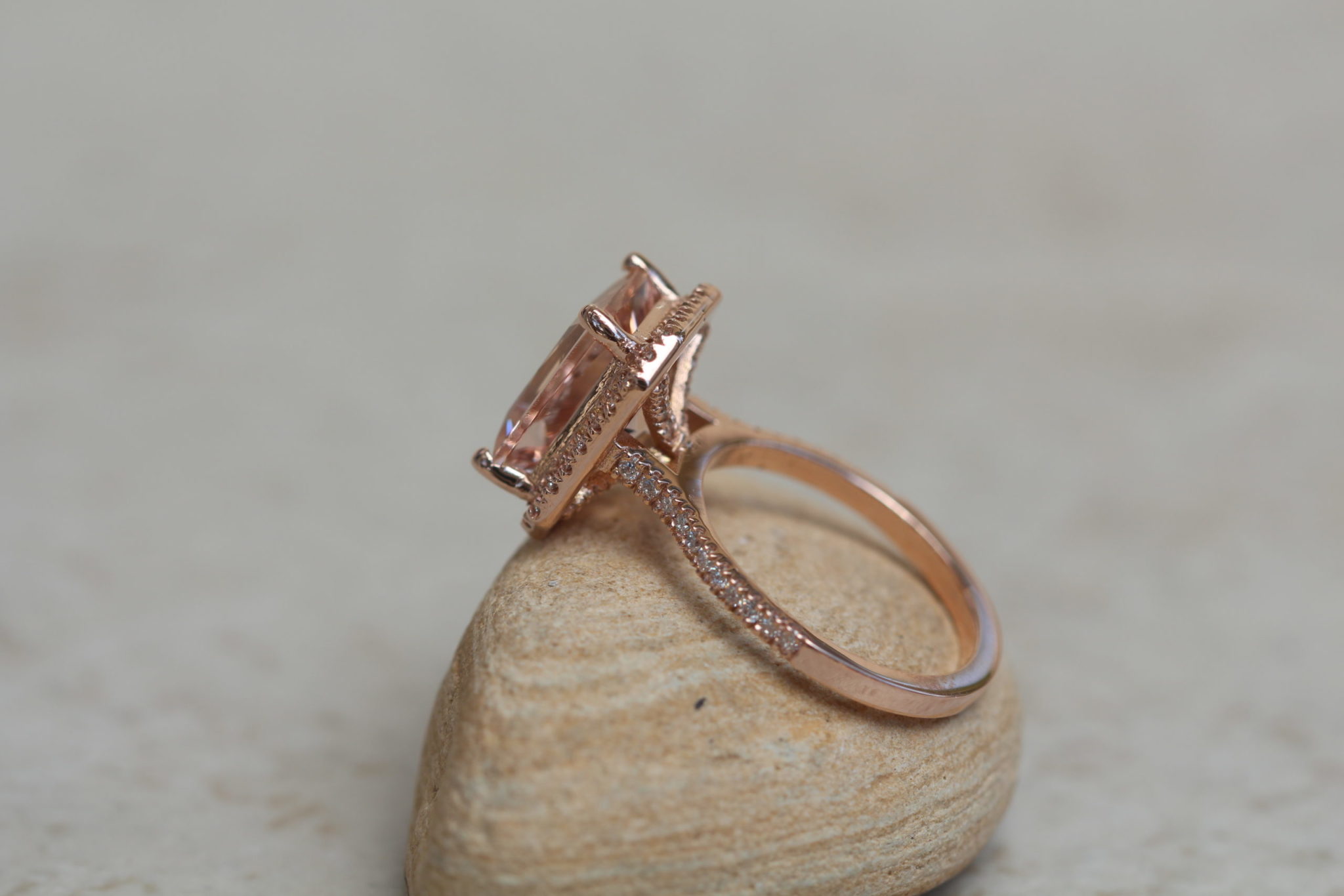 Custom radiant cut morganite Helena Collection ring - Image 4