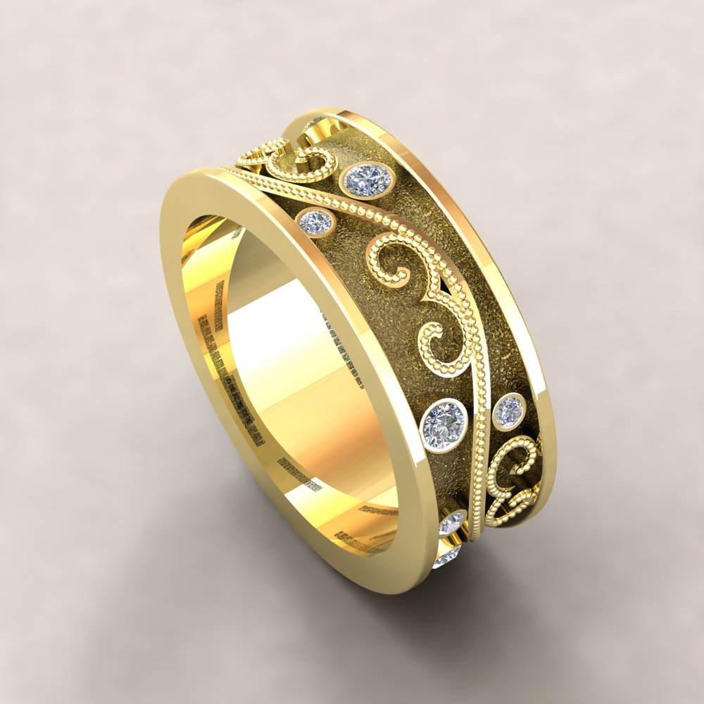 Custom whimsical man's band with diamonds - Image 4