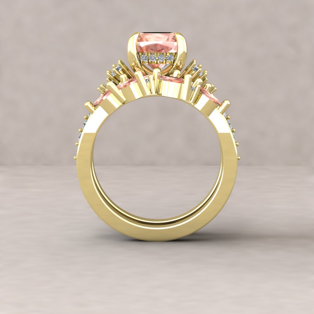 Custom square cushion morganite and diamond ring - Image 6