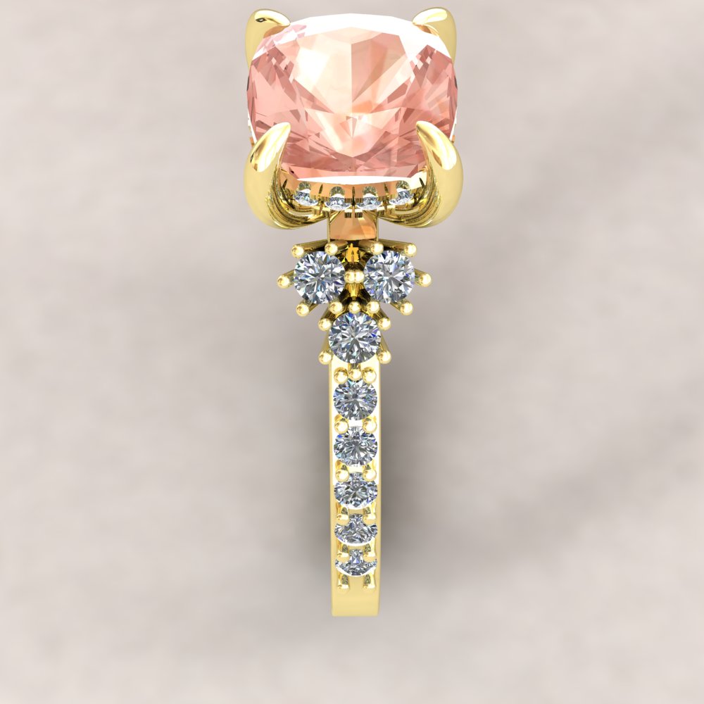 Custom square cushion morganite and diamond ring - Image 11