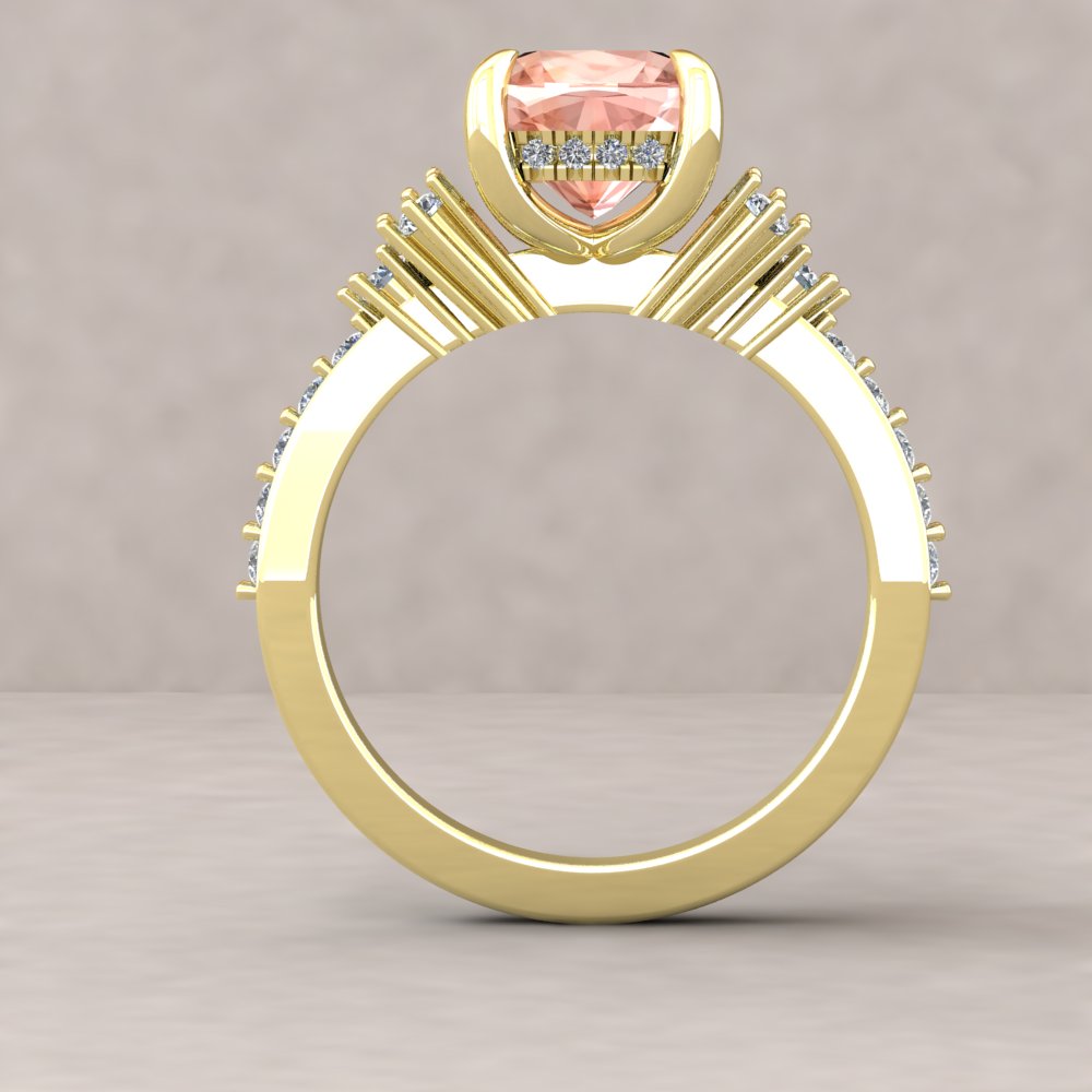Custom square cushion morganite and diamond ring - Image 12