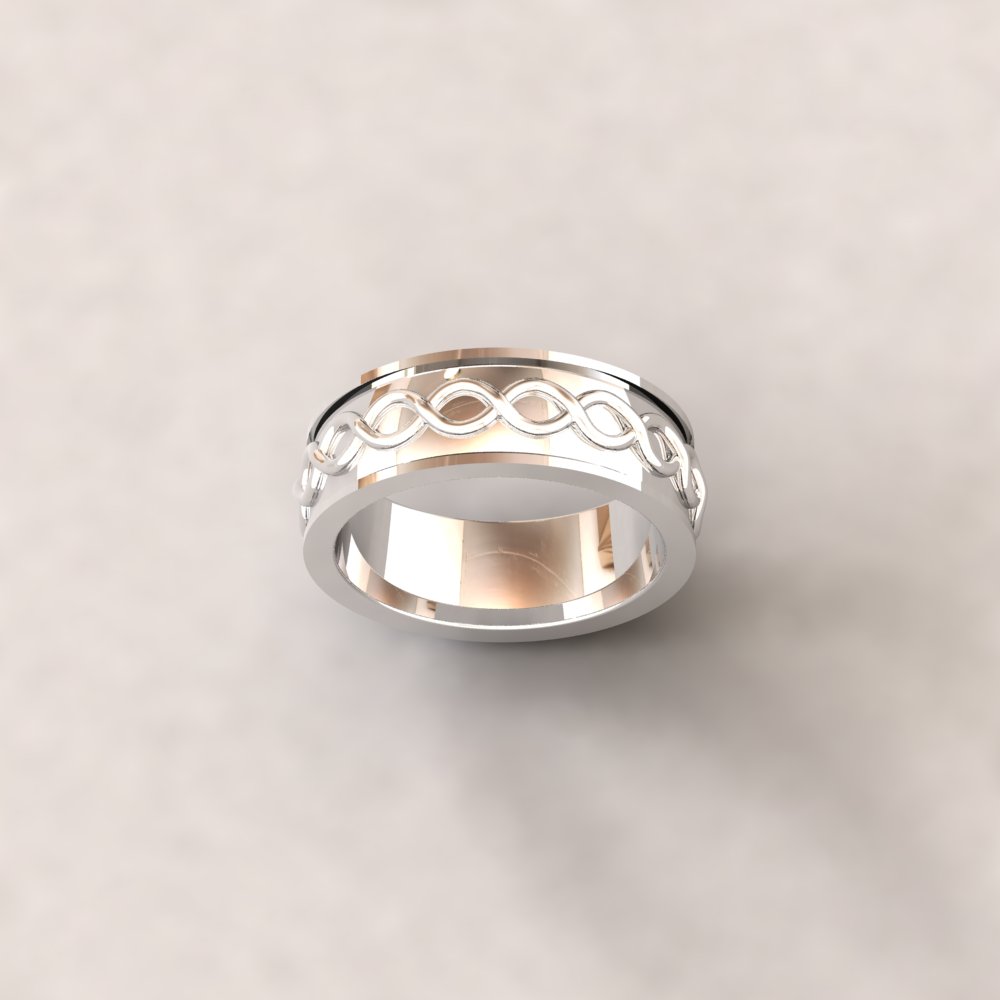Custom man's ring in 14k white gold with infinity design - Image 6