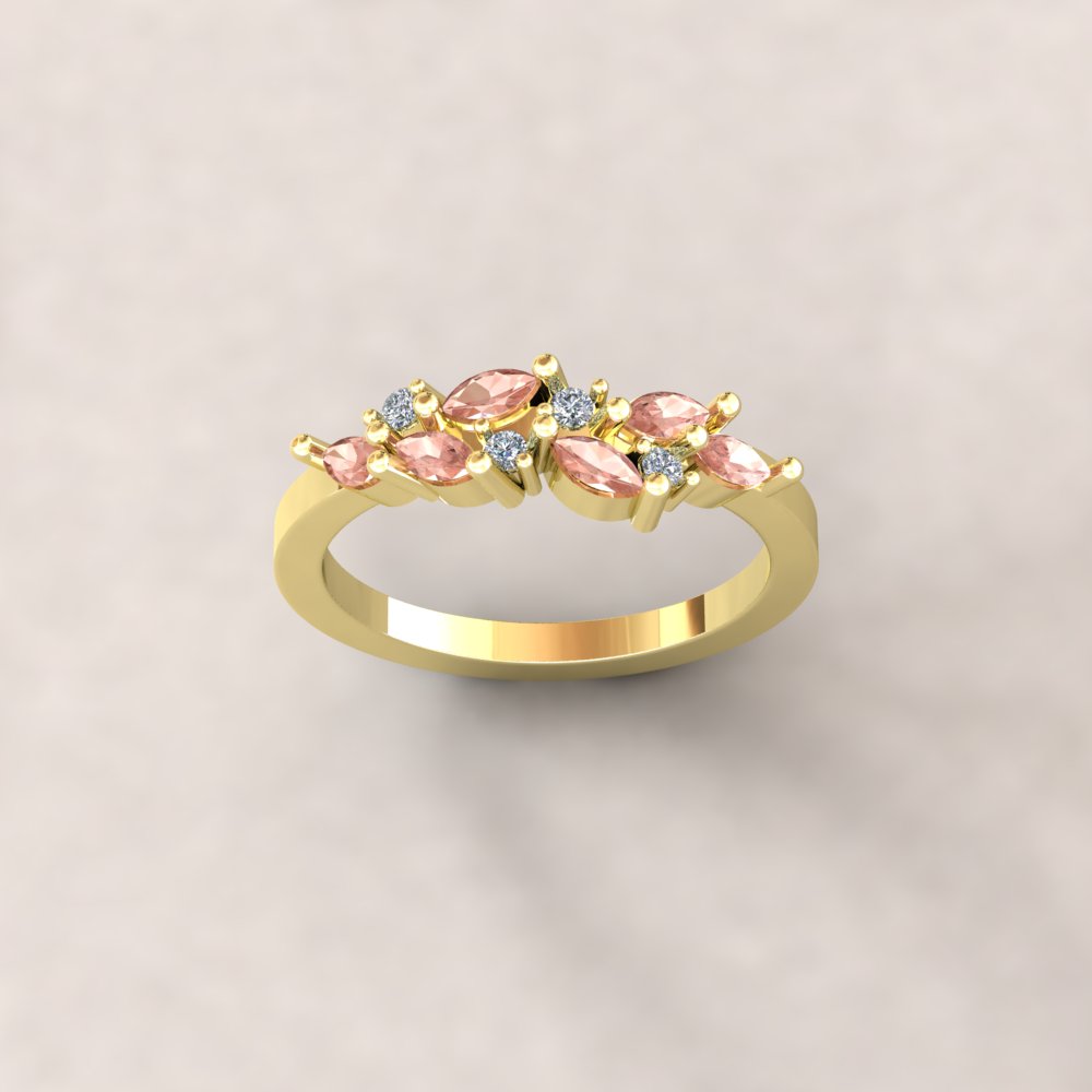 Custom square cushion morganite and diamond ring - Image 2