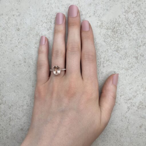 AAA Morganite Diamond Engagement Ring Cathedral Shank Rose Gold LS6170