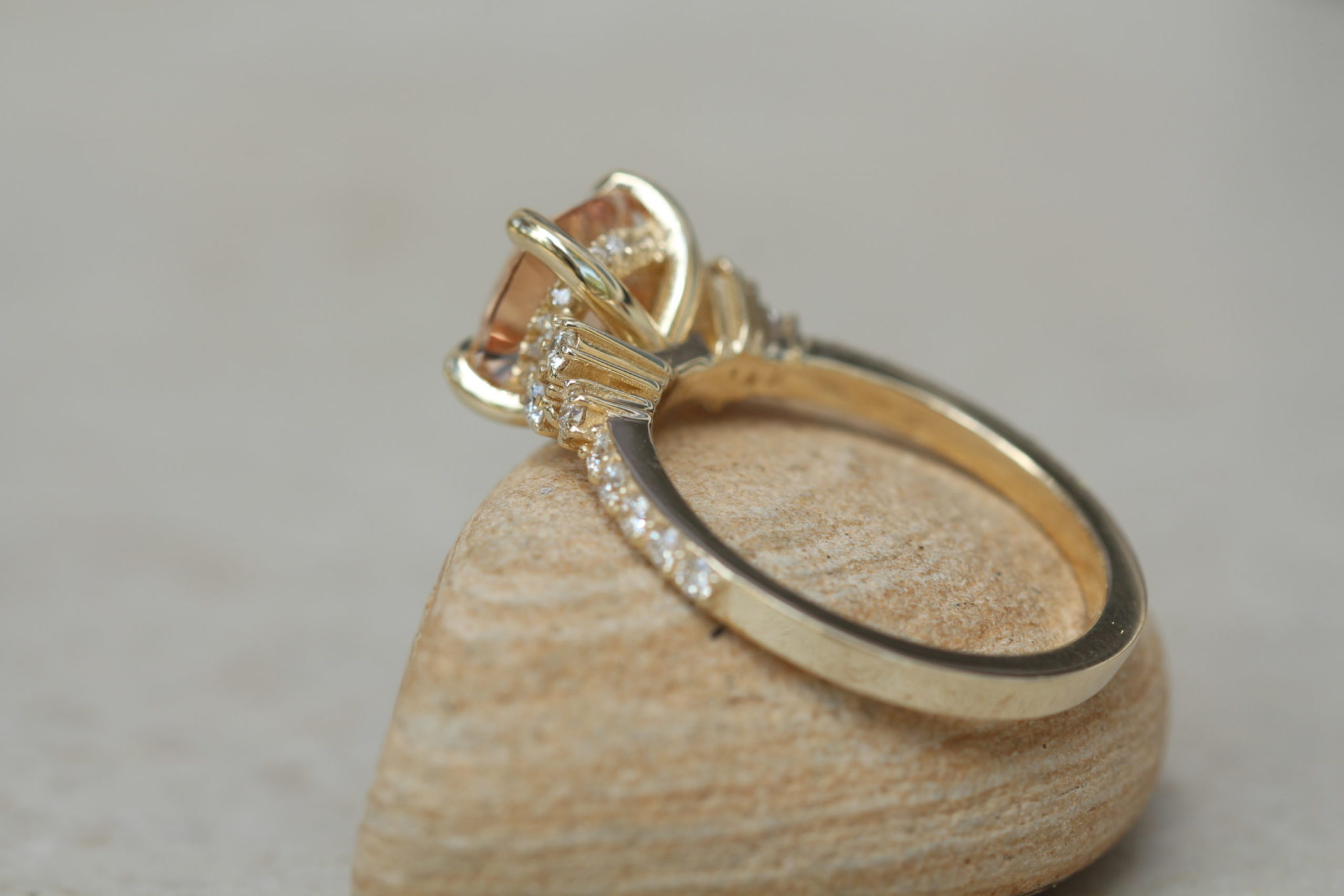 Custom square cushion morganite and diamond ring - Image 9