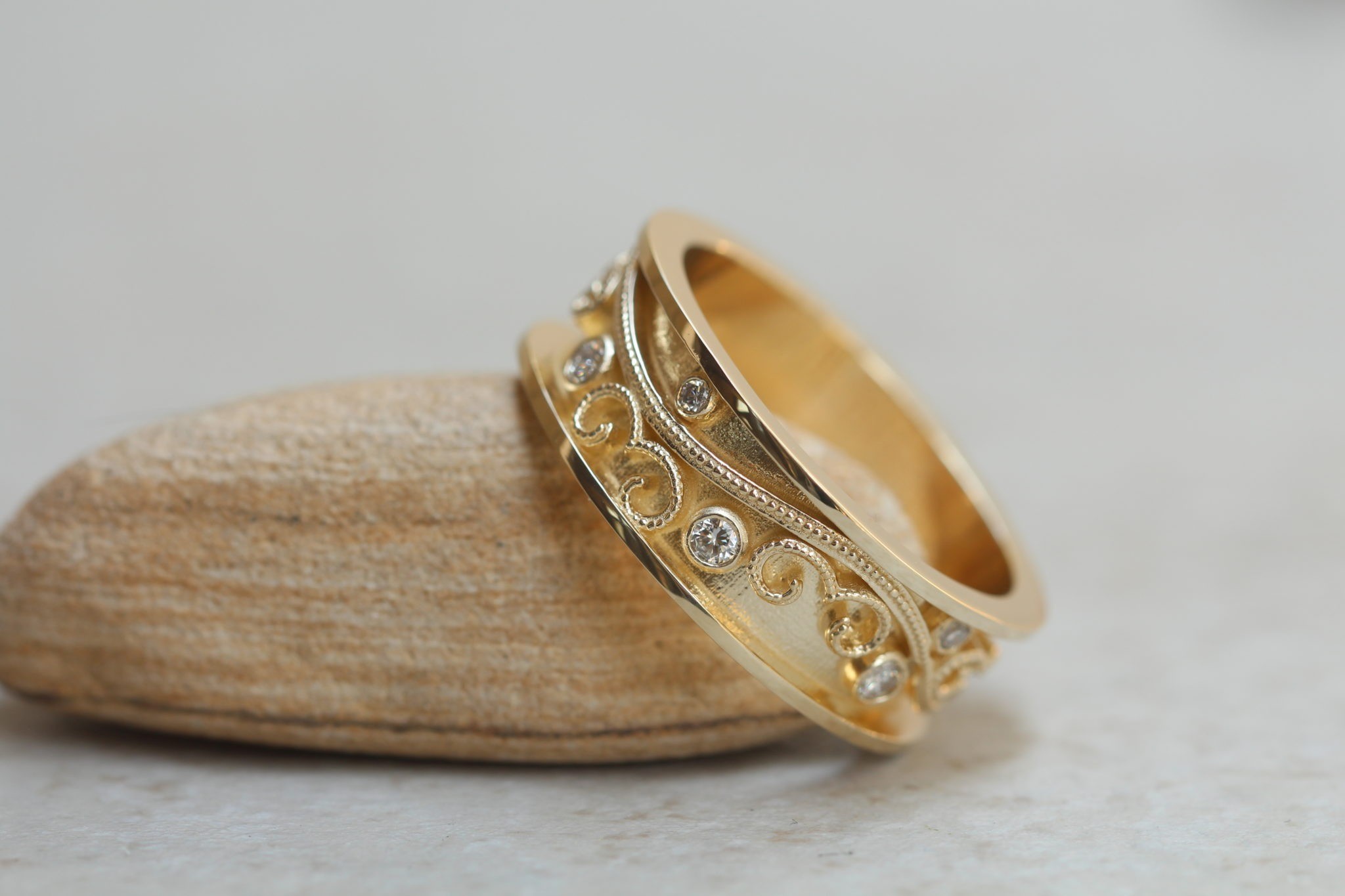 Custom whimsical man's band with diamonds - Image 3