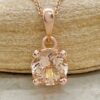 Round Cut Peach Morganite Necklace Lily Petal Prongs Rose Gold LS6182