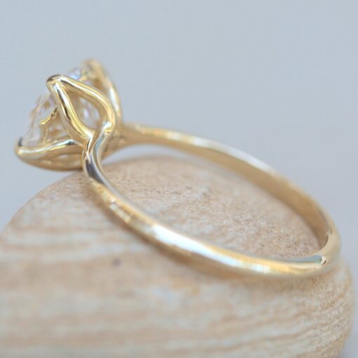 Square Cushion Cut Lily Petal Prong Engagement Ring Yellow Gold LS6199