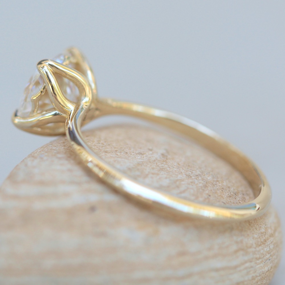 Square Cushion Diamond Lily Prong Engagement Ring Yellow Gold LS6199