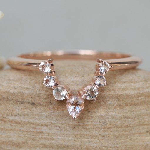 Contour Crown Band with Peachy Pink Morganites 18k Rose Gold LS6125