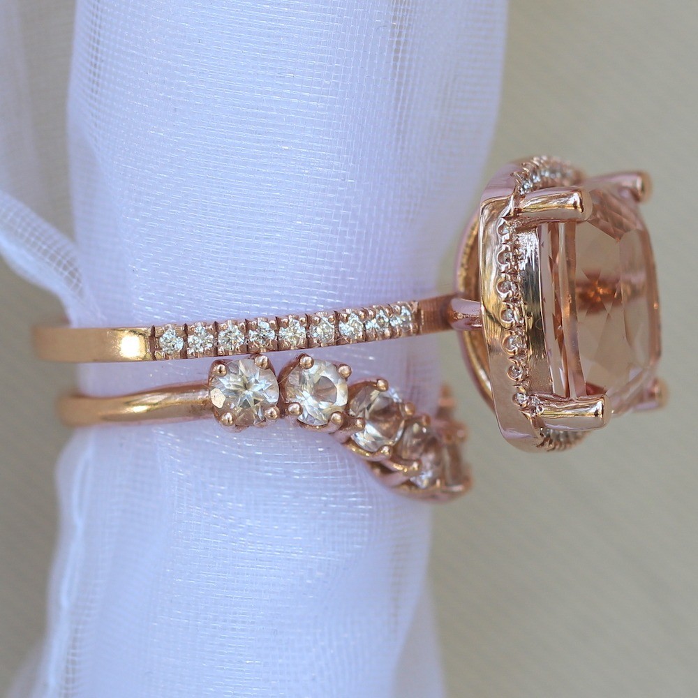 Cushion Morganite Engagement Ring with Contour Band LS4459 LS6081