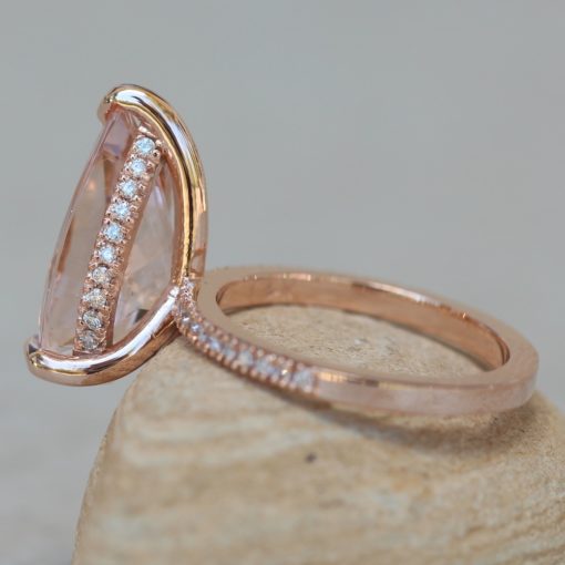 Morganite Engagement Ring 16x10mm Pear Cut 18k Rose Gold LS5725