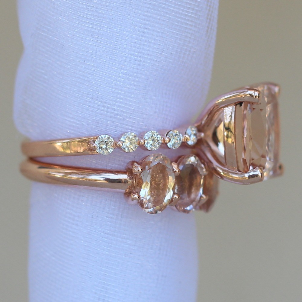 Morganite Engagement Ring with Matching Band LS6247 LS6248