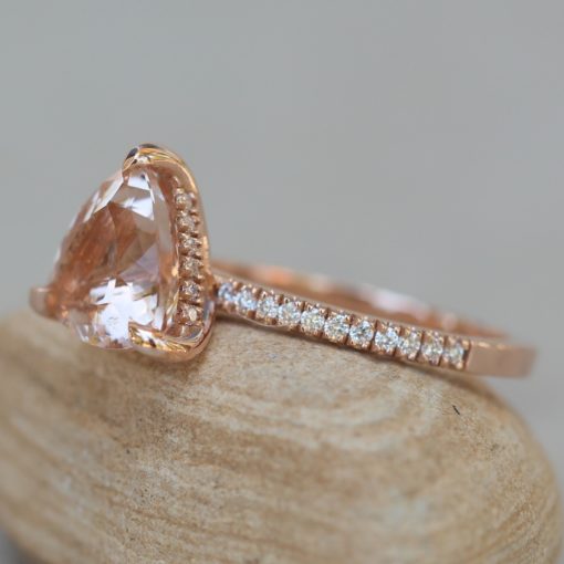 Morganite Engagement Ring with White Diamonds 18k Rose Gold LS5113