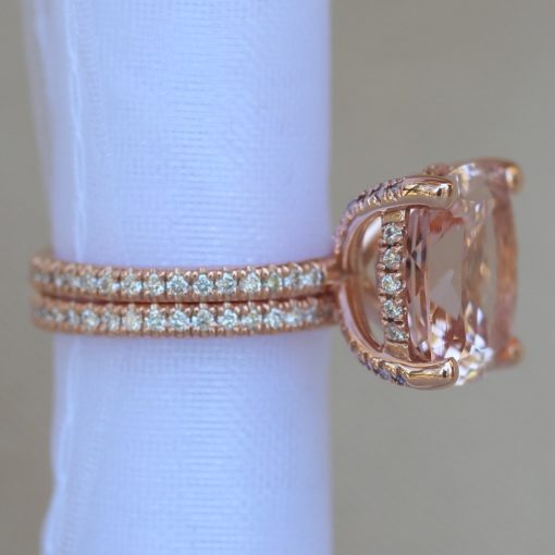 Morganite and Diamond Bridal Set 14k Rose Gold LS6252 LS6253