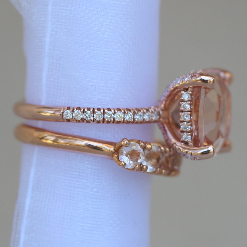 Morganite and Diamond Wedding Set 14k Rose Gold LS3770 LS5950