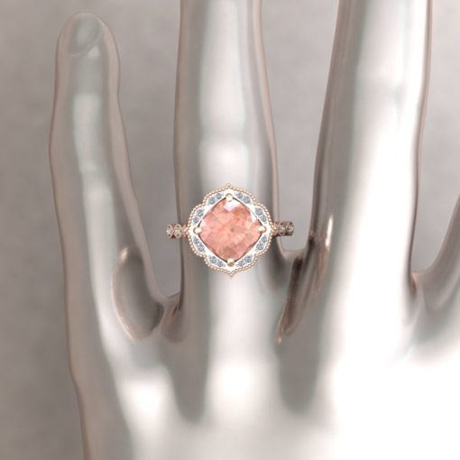 Custom morganite and diamond ring and resizing - Image 2