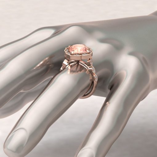 Custom morganite and diamond ring and resizing - Image 3