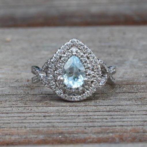 LS4454 on sale - Genuine aquamarine and cz ring - Image 2