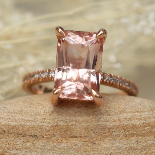 LS5090 on sale - elongated radiant cut morganite and diamond ring - Image 2