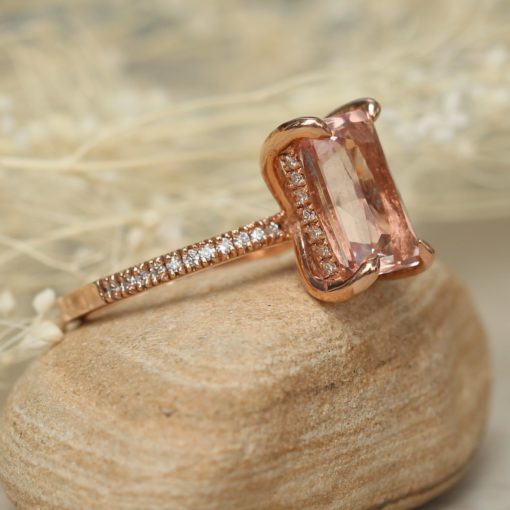 LS5090 on sale - elongated radiant cut morganite and diamond ring - Image 3