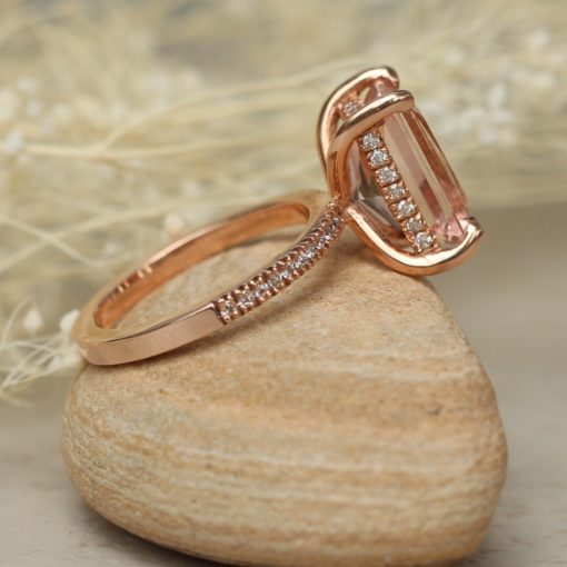 LS5090 on sale - elongated radiant cut morganite and diamond ring - Image 4