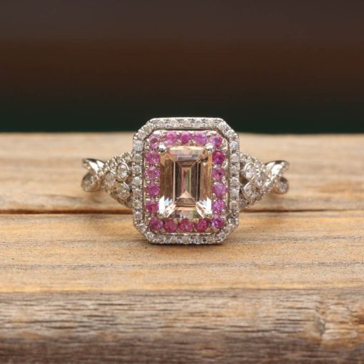 LS643 on sale - morganite, pink sapphire and diamond ring - Image 2