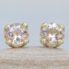 Solitaire Cute Round Peachy Pink Morganite Earrings Yellow Gold LS6286