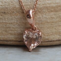 Solitaire Morganite Pendant 6mm Heart Shaped in 14k Rose Gold LS5692