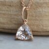 Minimalist Trillion Morganite Pendant Necklace 14k Rose Gold LS5689