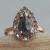 Pear Salt & Pepper Imperfect Diamond Engagement Ring Rose Gold LS6372