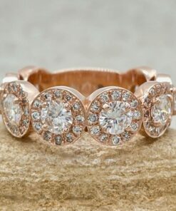 Charles and Colvard Moissanite Diamond Wedding Band Rose Gold LS5141