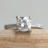 Cushion Cut IGI Lab Diamond Moissanite Ring White Gold Platinum LS5472
