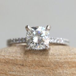 Cushion Cut IGI Lab Diamond Moissanite Ring White Gold Platinum LS5472