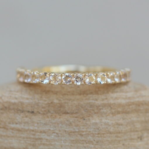 Half Eternity Morganite Band with 14k Yellow Gold Lily Petals LS6224